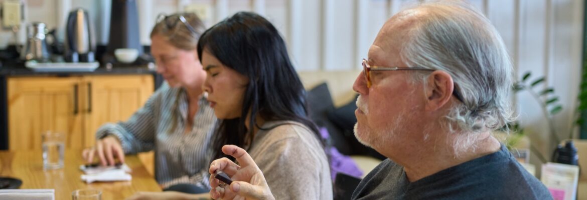 Guests tasting Quetzal Cacao chocolate during a guided cacao and coffee tasting in Panama